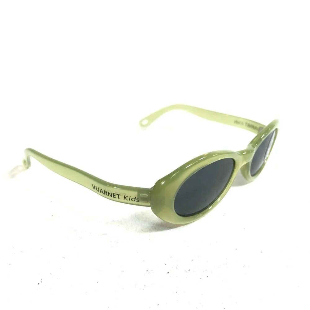 Vaurnet Kids Sunglasses POUILLOUX B600 Clear Green Round Frames with Blue Lenses
